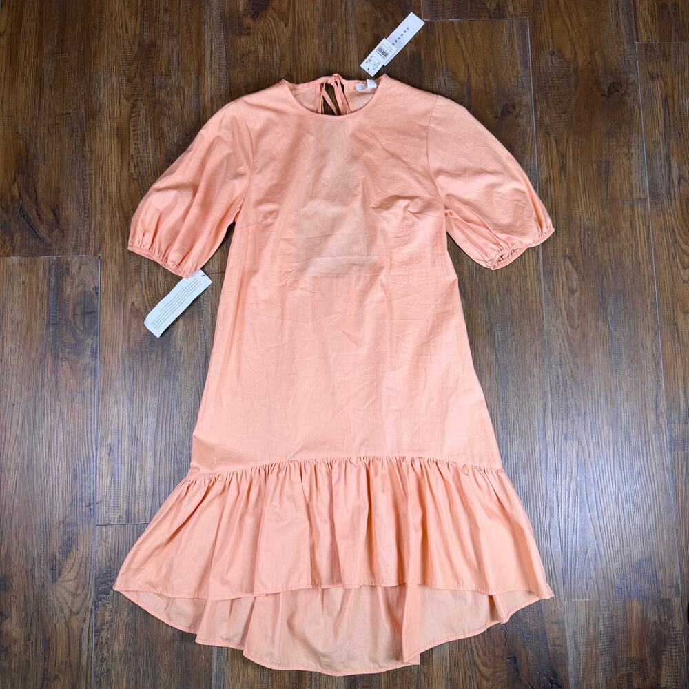 TopShop US 2 UK 6 peach Cotton open back dress ruffle and bow Nordstrom Rack